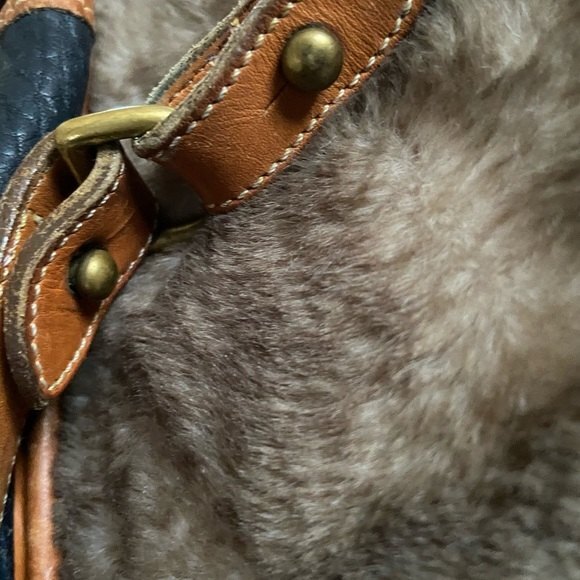 Dooney & Bourke  Handbag All Weather Leather USA pebbled blue Equestrian Vintage - Picture 13 of 15